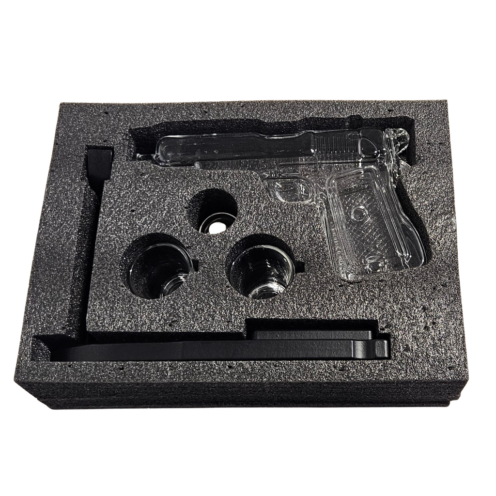 Pistol Decanter Set with Display Stand & Shot Glasses
